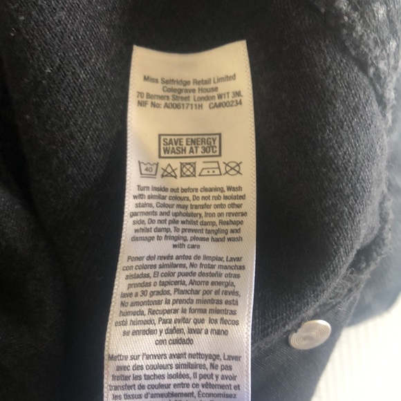 Miss Selfridge Distressed Mini Skirt Faded Black Denim Frayed Hemline size 8 - Picture 9 of 9